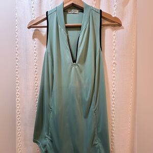 COOKRUN Size L Mint Green Racerback Zip Neck Athletic Tank Dress Cover Up